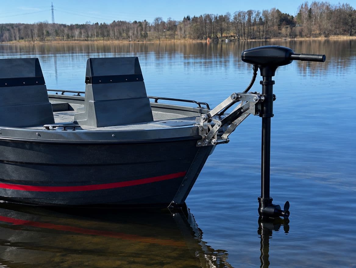 Pantograf pro záďový elektromotor na lodi Pike